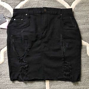 Distressed Denim Skirt